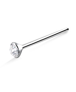 4mm. Bezel Set Rhinestone Silver Straight Nose Stud NSKA-14